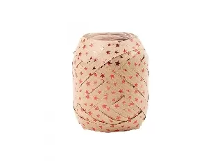 Karácsonyi jumbó tojáskötöző Space, 12 m x 10 mm, barna alapon piros csillagokkal