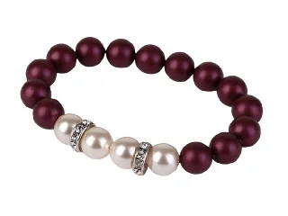 Karkötő, bíborlila-fehér SWAROVSKI® gyöngyből, fehér rondella kristállyal, 10mm, ART CRYSTELLA® M