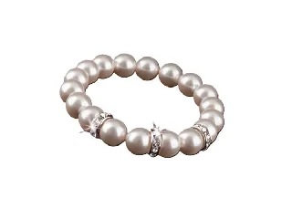 Karkötő, gyöngyházfehér SWAROVSKI® gyöngyből, fehér rondella kristállyal, 10mm, ART CRYSTELLA®