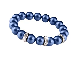 Karkötő, sötétkék SWAROVSKI® gyöngyből, fehér rondella kristállyal, 10mm, ART CRYSTELLA® M