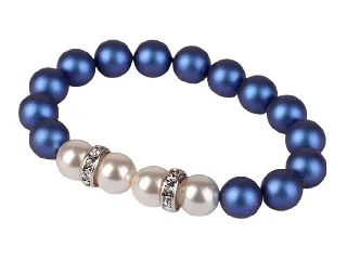 Karkötő, sötétkék-fehér SWAROVSKI® gyöngyből, fehér rondella kristállyal, 10mm, ART CRYSTELLA® M