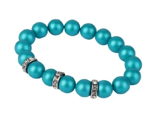 Karkötő, türkiz SWAROVSKI® gyöngyből, fehér rondella kristállyal, 10mm, ART CRYSTELLA® M