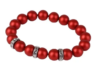 Karkötő, tűzpiros SWAROVSKI® gyöngyből, fehér rondella kristállyal, 10mm, ART CRYSTELLA® M