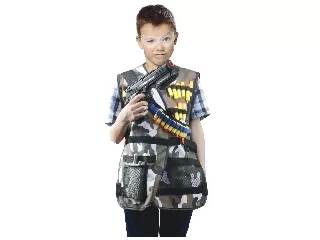 Katona jelmez: mellény, telefon, pisztoly és lövedékek