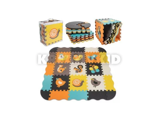 Keretes habszivacs szőnyeg puzzle - 90 x 90 cm, 25 db-os, Állatok