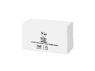 Kéztörlő, bambusz, V hajtogatott, 2 rétegű, 160 lap, 21,5x22,5 cm, CHEEKY PANDA, fehér