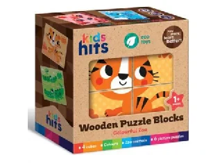 Kids Hits: Fa puzzle kocka - Színes állatkert