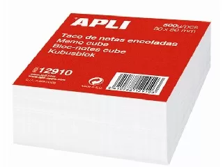 Kockatömb, 80x80 mm, ragasztott, APLI, fehér