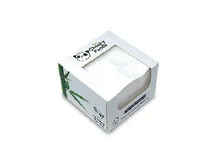 Koktélszalvéta, bambusz, 1/4 hajtogatott, 2 rétegű, 25x25 cm, 100 db, CHEEKY PANDA, fehér