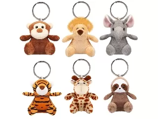 Kulcstartó, vadállatok, 10 cm plüss, 6 féle
