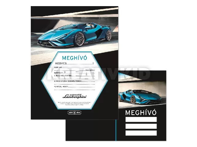 Lamborghini partimeghívó borítékkal