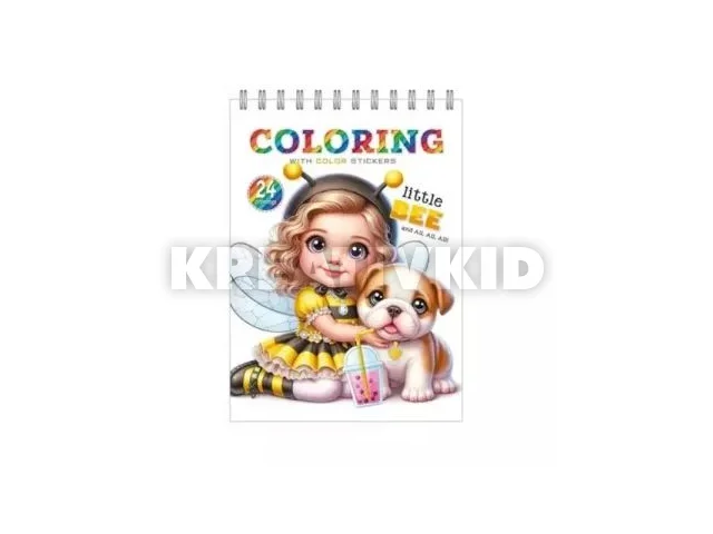 Little Bee spirálos színezőfüzet matricával, 12 lapos