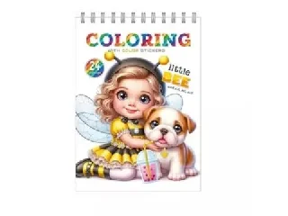 Little Bee spirálos színezőfüzet matricával, 12 lapos