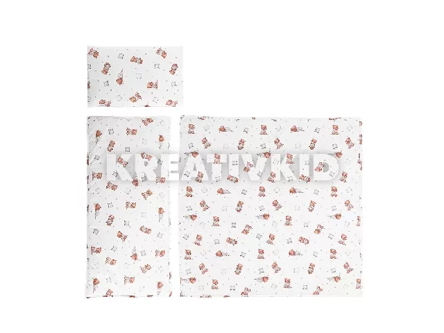 Lorelli 3 részes nyári ágynemű garnitúra babakocsiba - Bears & Pillows beige