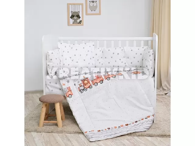 Lorelli 5 részes ágynemű garnitúra - Train Grey