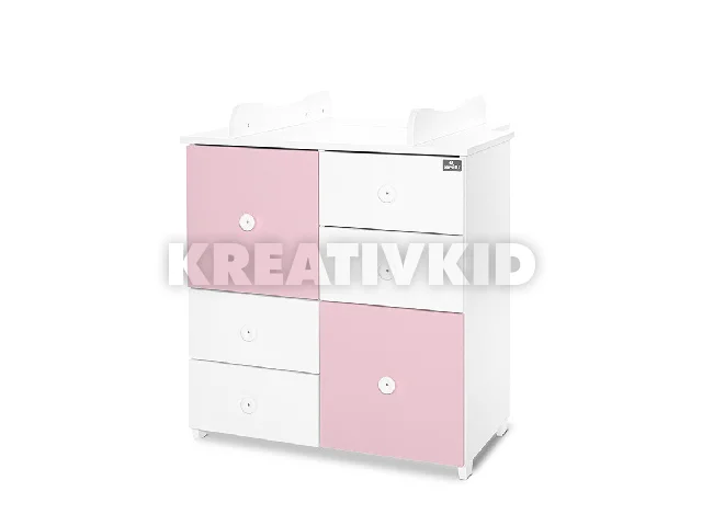 Lorelli Cupboard pelenkázó komód - White & Orchid Pink ÚJ