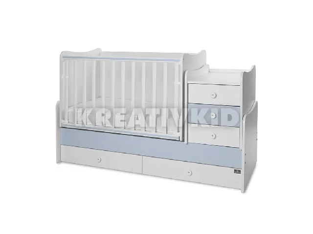 Lorelli Maxi Plus kombi ágy 70x160 - Trio White/Baby Blue