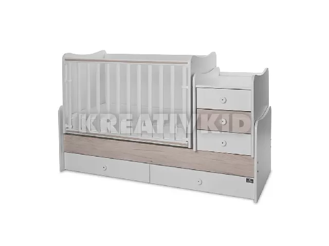 Lorelli Maxi Plus kombi ágy 70x160 - Trio White/Ligh Oak