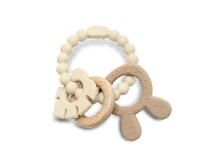 Lorelli Nyuszi szilikon és bükkfa rágóka - Natural Beige