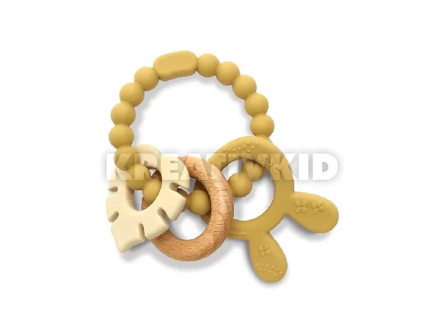 Lorelli Nyuszi szilikon és bükkfa rágóka - Yellow