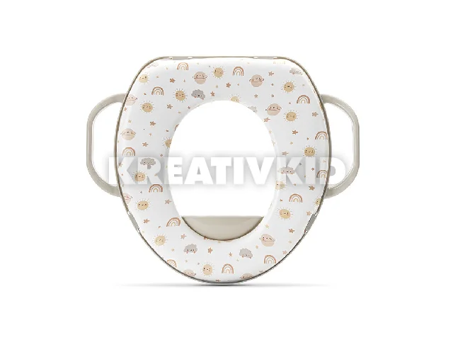 Lorelli párnázott WC szűkítő fogantyúval - Planets Beige