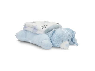 Lorelli Poffy Duo takaró 75x90 cm párnával 45x30 cm - White Blue Teddy Bear