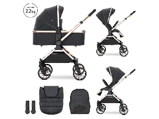 Lorelli Reya 2az1-ben multifunkciós babakocsi átfordítható tolókarral - Black