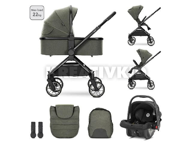 Lorelli Reya 3az1-ben multifunkciós babakocsi átfordítható tolókarral + Joy autóshordozó - Gr