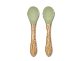 Lorelli szilikon kanalak bambusz nyéllel 2 db - fresh green