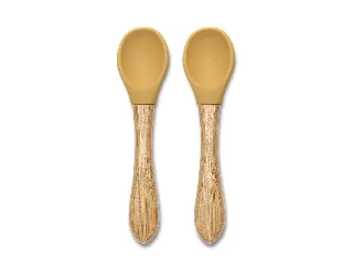 Lorelli szilikon kanalak bambusz nyéllel 2 db - yellow