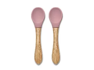 Lorelli szilikon kanalak bambusz nyéllel 2db - deep pink