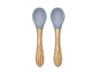 Lorelli szilikon kanalak bambusz nyéllel 2db - grey