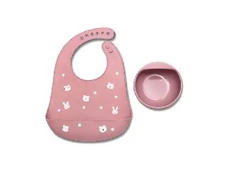 Lorelli Természetes szilikon 2 db-os étkészlet - Deep Pink