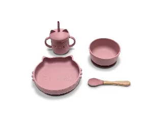 Lorelli Természetes szilikon 4 db-os étkészlet - Deep Pink