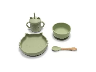 Lorelli Természetes szilikon 4 db-os étkészlet - Fresh Green