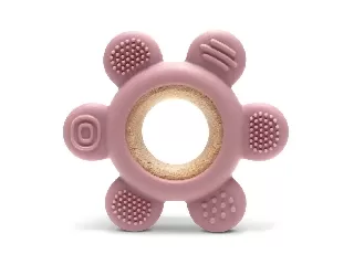 Lorelli Virág szilikon és bükkfa rágóka - Deep Pink