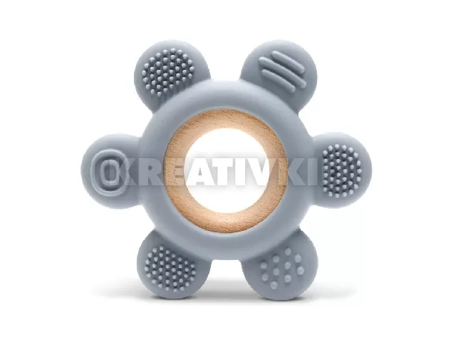 Lorelli Virág szilikon és bükkfa rágóka - Grey