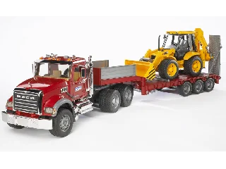 MACK Granite alacsony alvázú teherautó JCB 4CX kotrógéppel