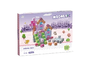 Mágneses építőkockák - lila város 113 db /cs
