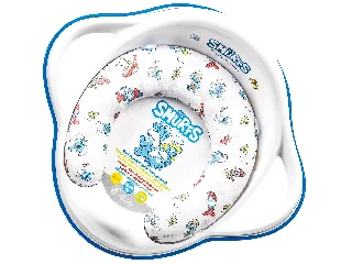 Maltex Puha WC szűkítő fogantyúval, Hupikék törpikék, white