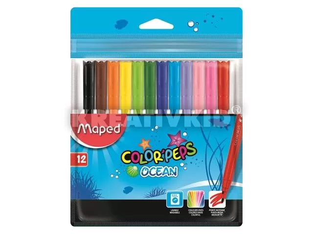 Maped - Kimosható filctoll készlet 12 db-os - Color Peps Ocean