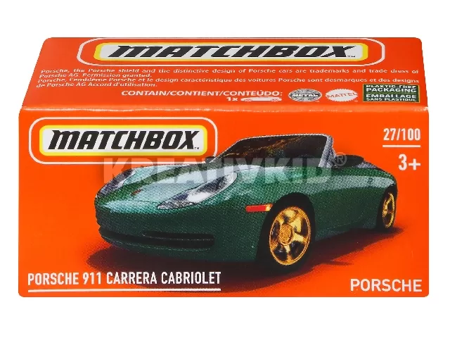Matchbox autó papírcsomagban Porsche 911 Carrera Cabriolet