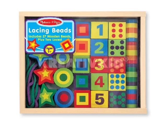 M&D - Fa készségfejlesztő játék - Fűzős gyöngyök dobozban