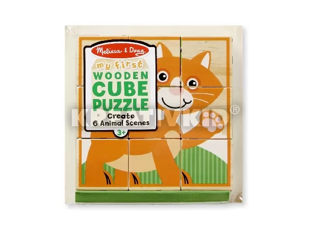 M&D - Fa készségfejlesztő játék - Kockakirakó: Állatok