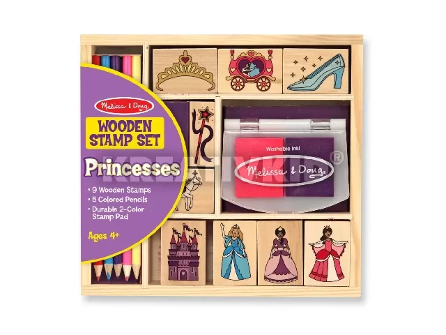 M&D - Fa nyomda készlet ceruzákkal - Hercegnők szett