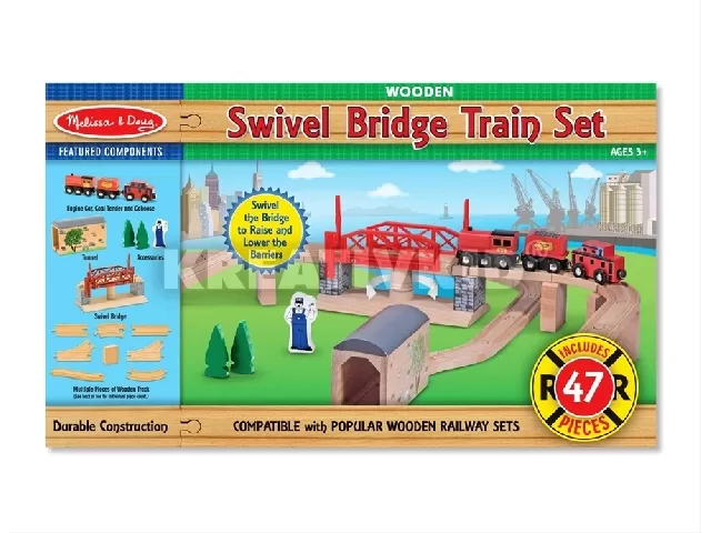 M&D - Fa vonatok és sínek - Vonat és sínek és kiegészítők, 47 db-os szett