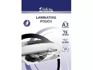 Meleglamináló fólia, 75 mikron, A3, fényes, VICTORIA OFFICE