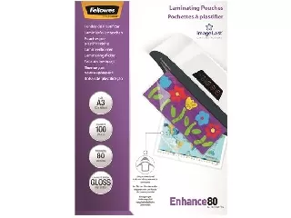 Meleglamináló fólia, 80 mikron, A3, fényes, 100 db,  FELLOWES