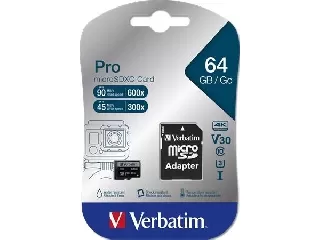 Memóriakártya, microSDXC, 64GB, CL10/U3, 90/45 MB/s, adapter, VERBATIM 