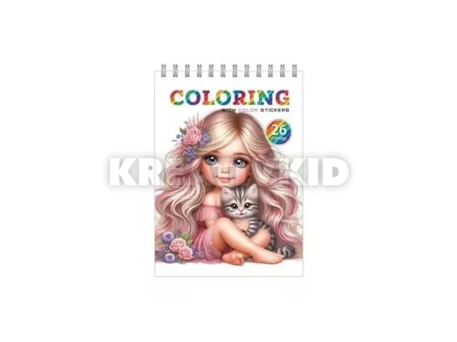 Meow spirálos színezőfüzet matricával, 12 lapos